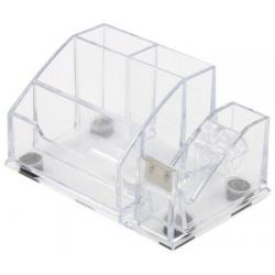 Pencil case Forpus, transparent, empty, 4, with adhesive tape holder 1005-019