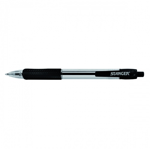 STANGER Ball Point Pens 1.0 Softgrip retractable, black, 10 pcs 18000300039