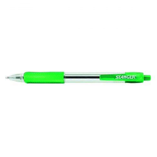 STANGER Ball Point Pens 1.0 Softgrip rertactable, green, 10 pcs 18000300041