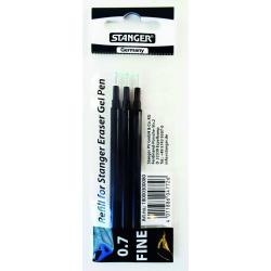 STANGER Refill Eraser Gel Pen 0.7 mm, black, blister 3 pcs 18000300080