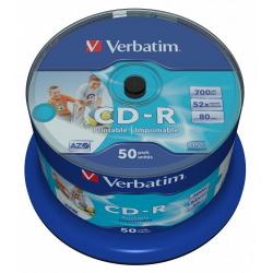 VERBATIM inkjet printable CD-R 80 min. / 700 MB 52x 50-pack spindle white fullsize surface