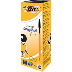 BIC ballpens ORANGE FINE 0.8 mm black, Pouch 20 psc 101144