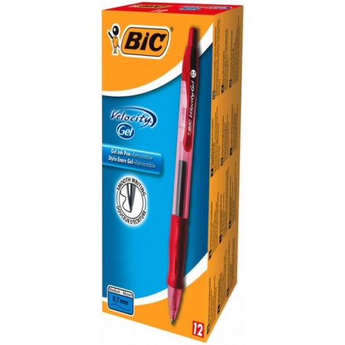 BIC gel pen Gel-ocity BX12 red, Pouch 12 pcs