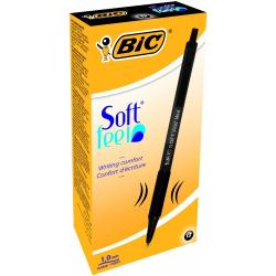 BIC Ballpoint pens SOFTFEEL CLIC 1.0 mm, black, Pouch 12 pcs, 914360