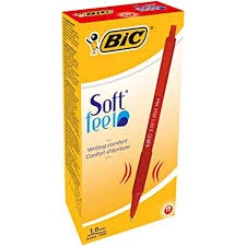 BIC Ballpoint pens SOFTFEEL CLIC 0.32 mm, red, Pouch 12 pcs