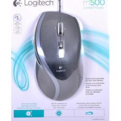 LOGITECH Mouse Corded M500 Black - Laser - Contoured - Hyper fast scrolling
