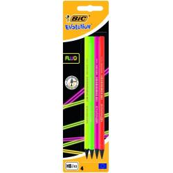 BIC pencils EVOLUTION FLUO, HB, Pouch 4 pcs 446199