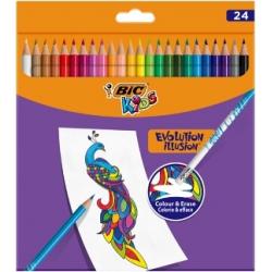 BIC Kids Evolution Illusion erasable pencil crayons box of 24 pcs