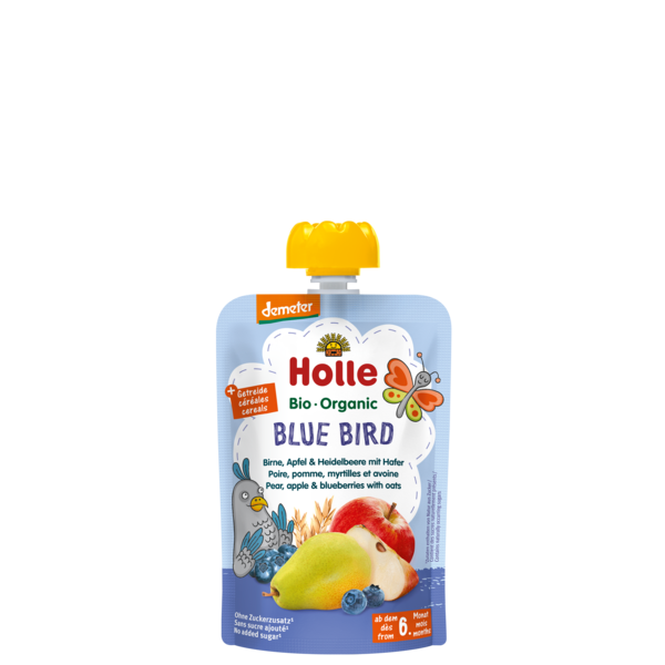 Holle Blue Bird - Pouch pear, apple & blueberries with oats 100 g