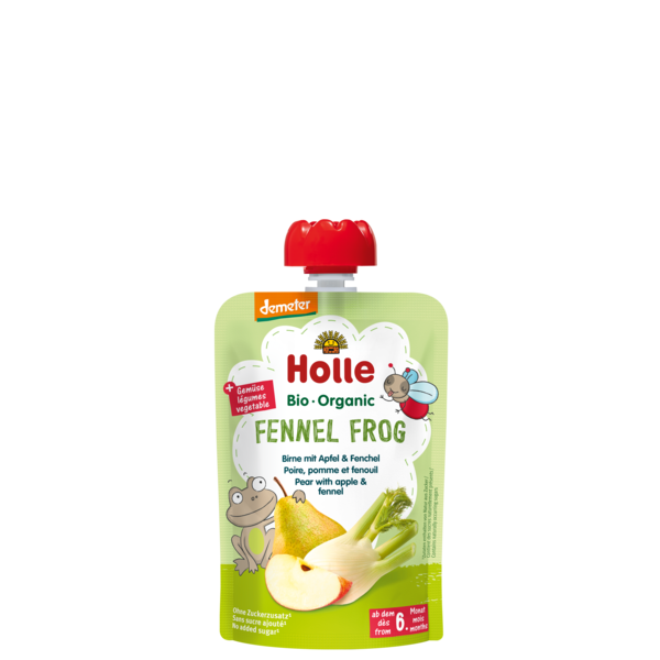 Holle Fennel Frog - Pouch pear with apple & fennel 100 g
