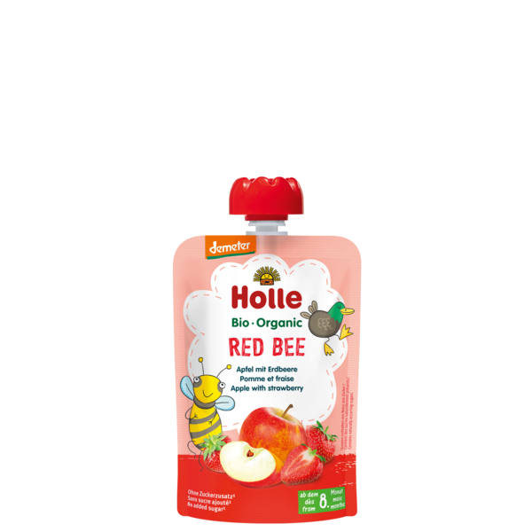 Holle Red Bee - Pouch apple with strawberry 100 g