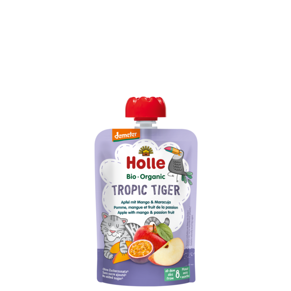 Holle Tropic Tiger - Pouch apple with mango & passion fruit 100 g